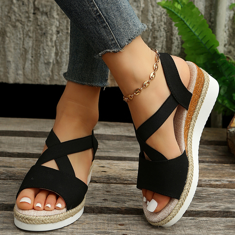 Zomerse Gladiator Wedge Sandalen met Kruisbanden