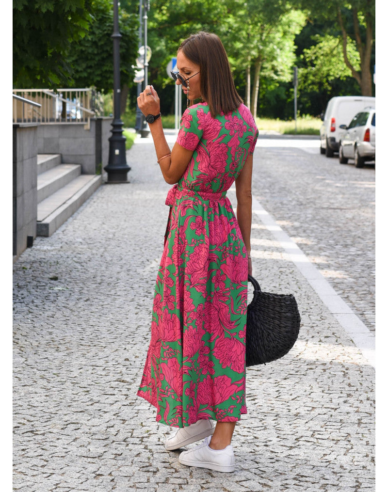 Zomerse Kleurrijke Comfortabele Maxi Jurk Rosa