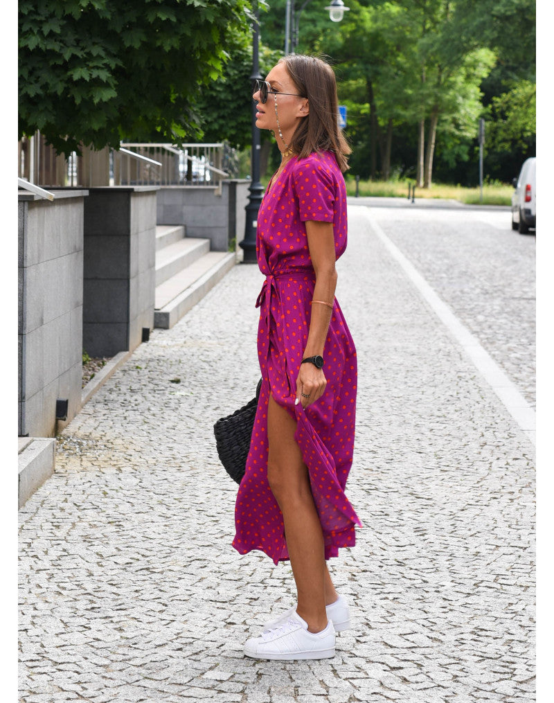 Zomerse Kleurrijke Comfortabele Maxi Jurk Rosa