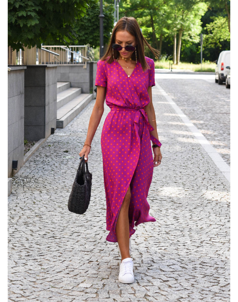 Zomerse Kleurrijke Comfortabele Maxi Jurk Rosa