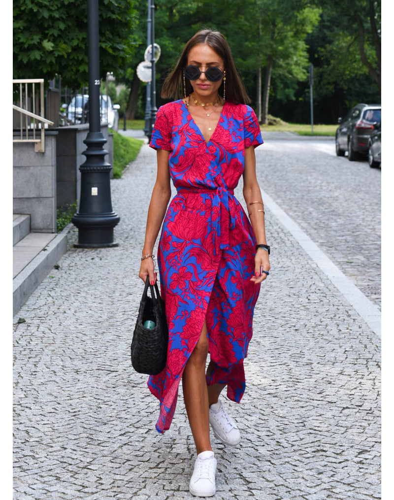 Zomerse Kleurrijke Comfortabele Maxi Jurk Rosa