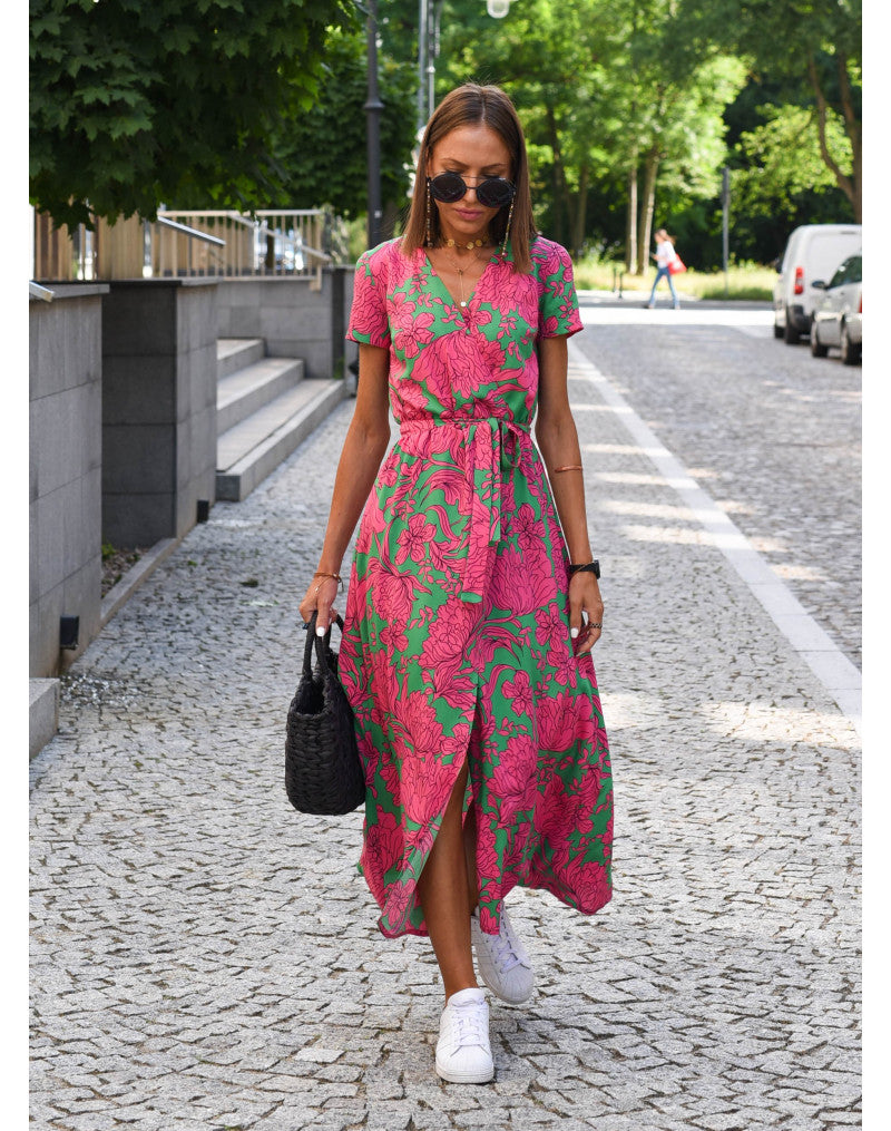 Zomerse Kleurrijke Comfortabele Maxi Jurk Rosa