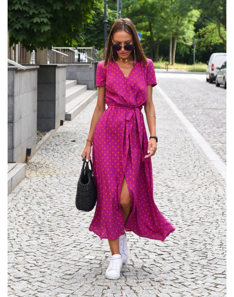 Zomerse Kleurrijke Comfortabele Maxi Jurk Rosa