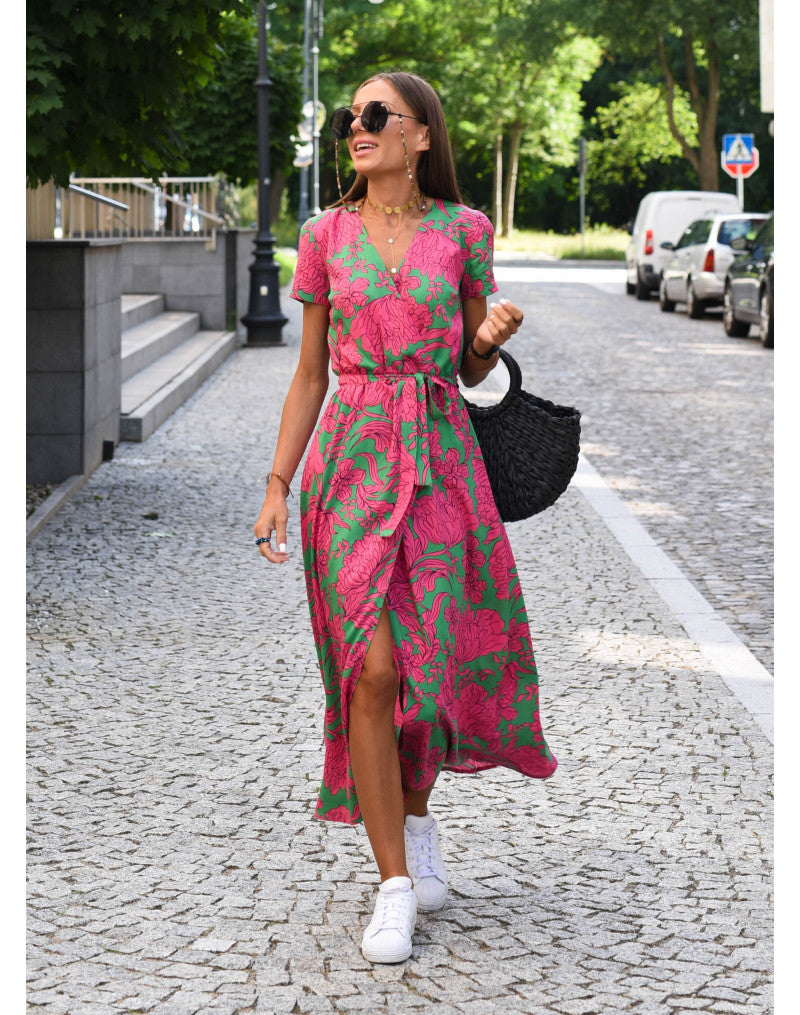 Zomerse Kleurrijke Comfortabele Maxi Jurk Rosa