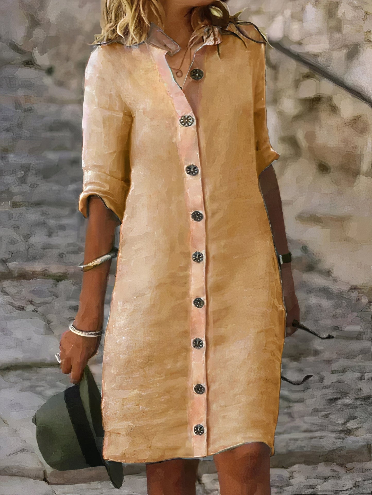 Zomerse Linnen Midi-Jurk Rena Elegance