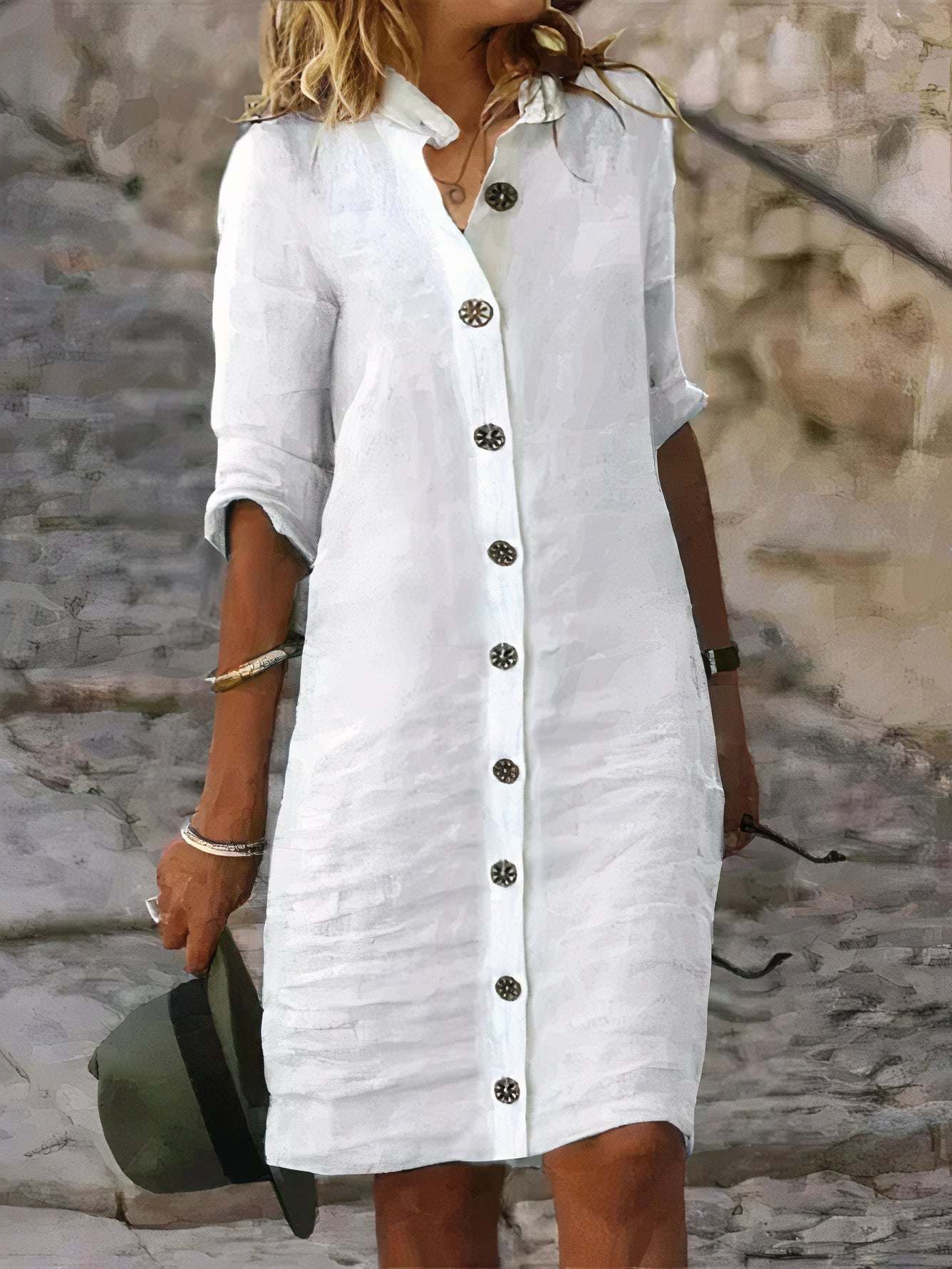 Zomerse Linnen Midi-Jurk Rena Elegance