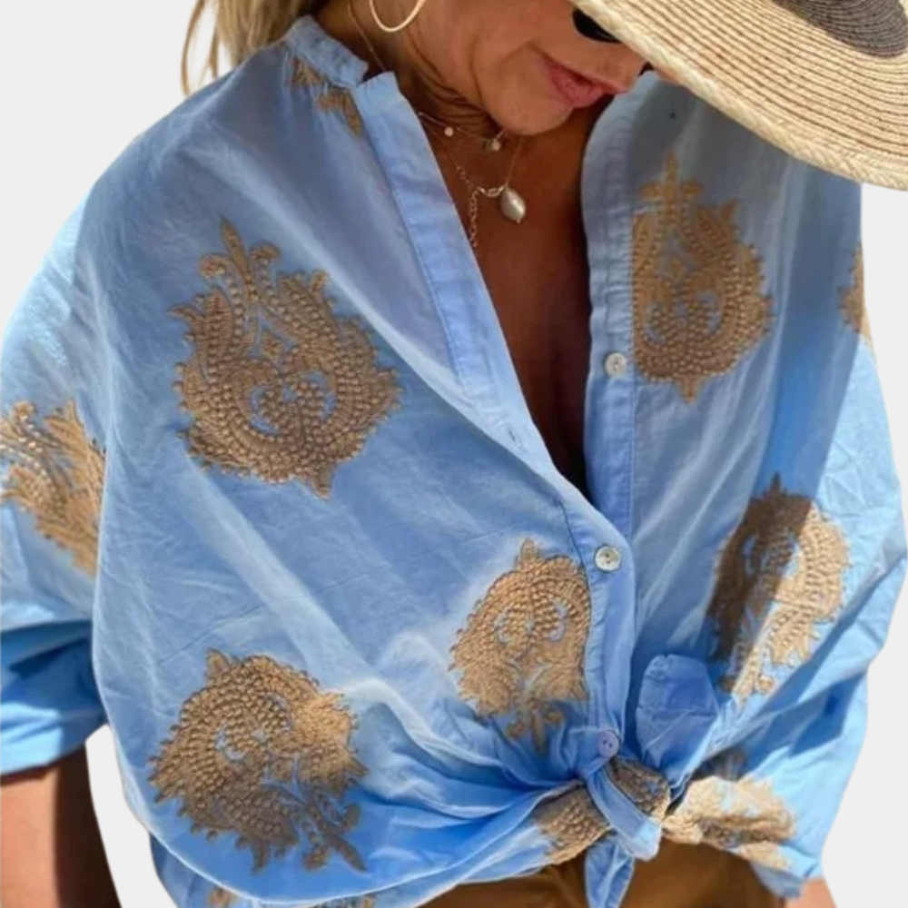 Zomerse Luchtige Damesblouse met Knoopprint