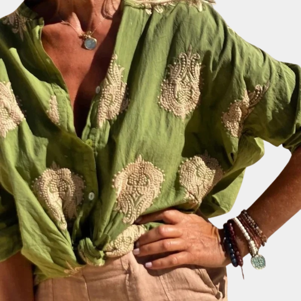 Zomerse Luchtige Damesblouse met Knoopprint