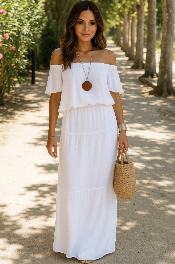 Zomerse Off Shoulder Jurk Maxi Stijlvol