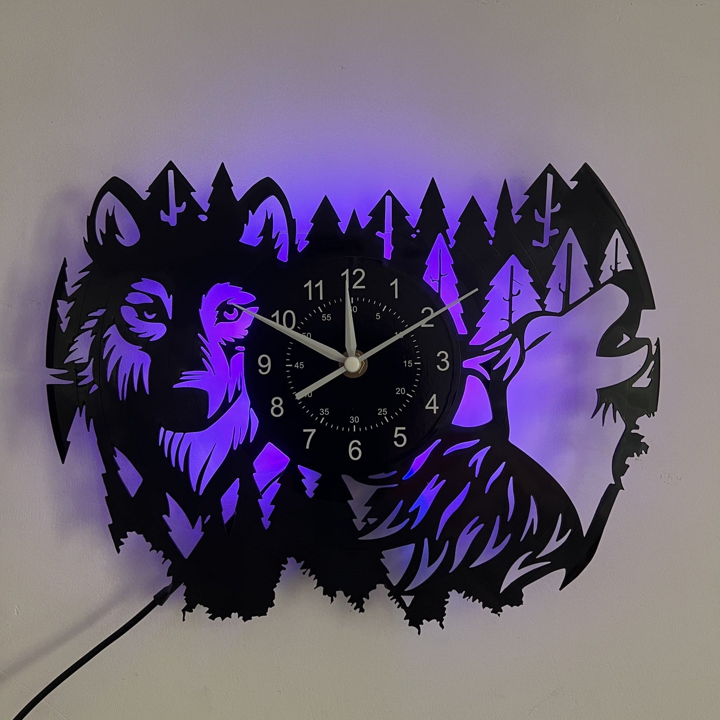 Reloj de pared de vinilo con lobo único de Dubai