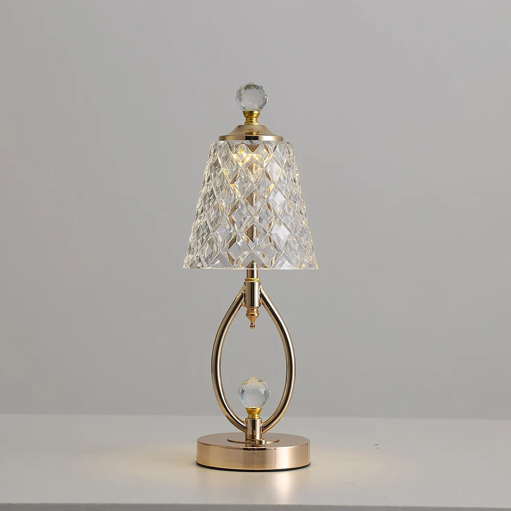 GoldenCrystal™ – Vintage Tafellamp met Kristallen Accenten