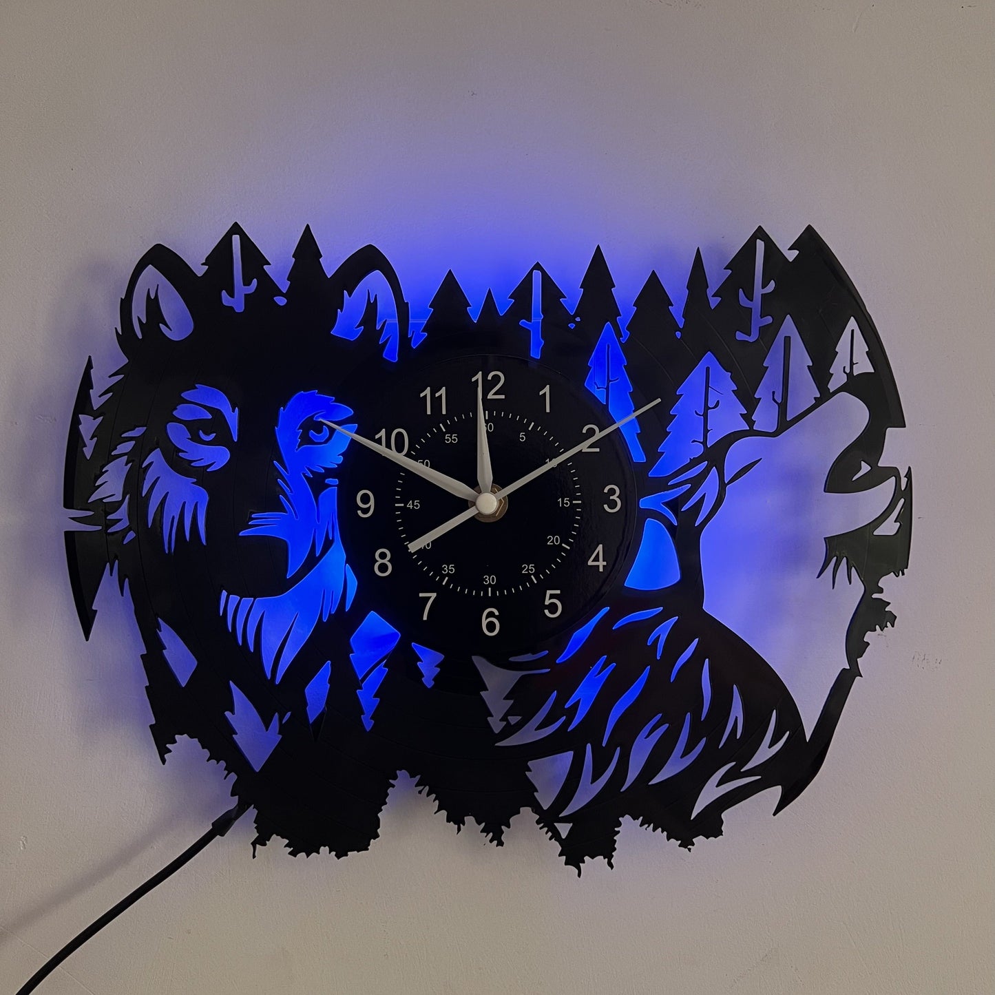 Reloj de pared de vinilo con lobo único de Dubai