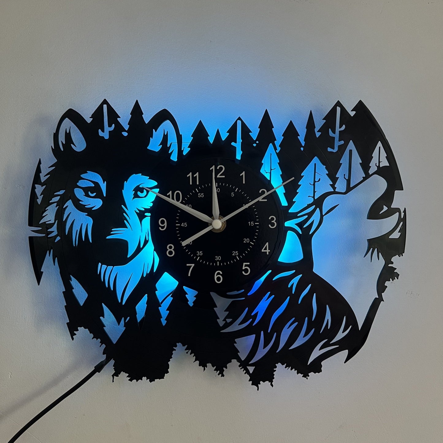 Reloj de pared de vinilo con lobo único de Dubai