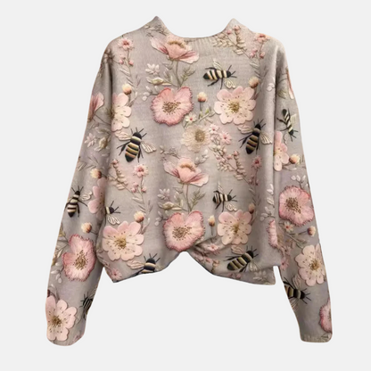 3D Bloemen Gebreide Trui Vintage Elegantie