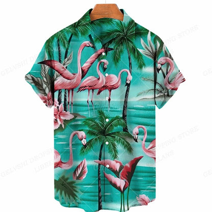 3D Flamingo Heren Overhemd - Nico Style