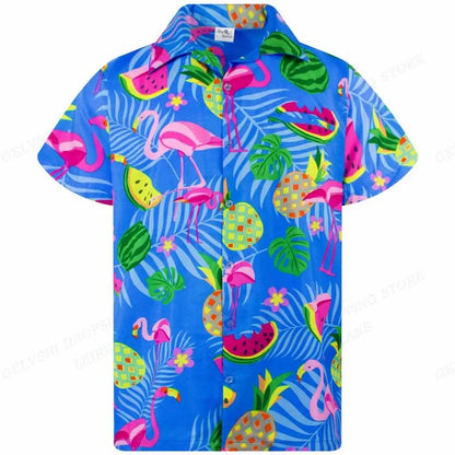 3D Flamingo Heren Overhemd - Nico Style