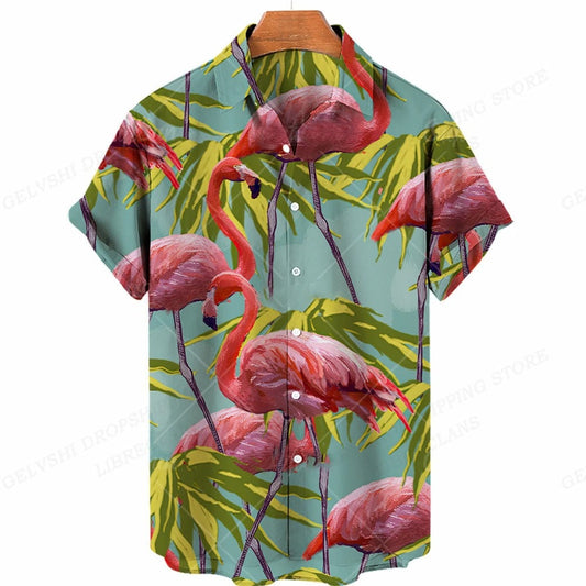 3D Flamingo Heren Overhemd - Nico Style