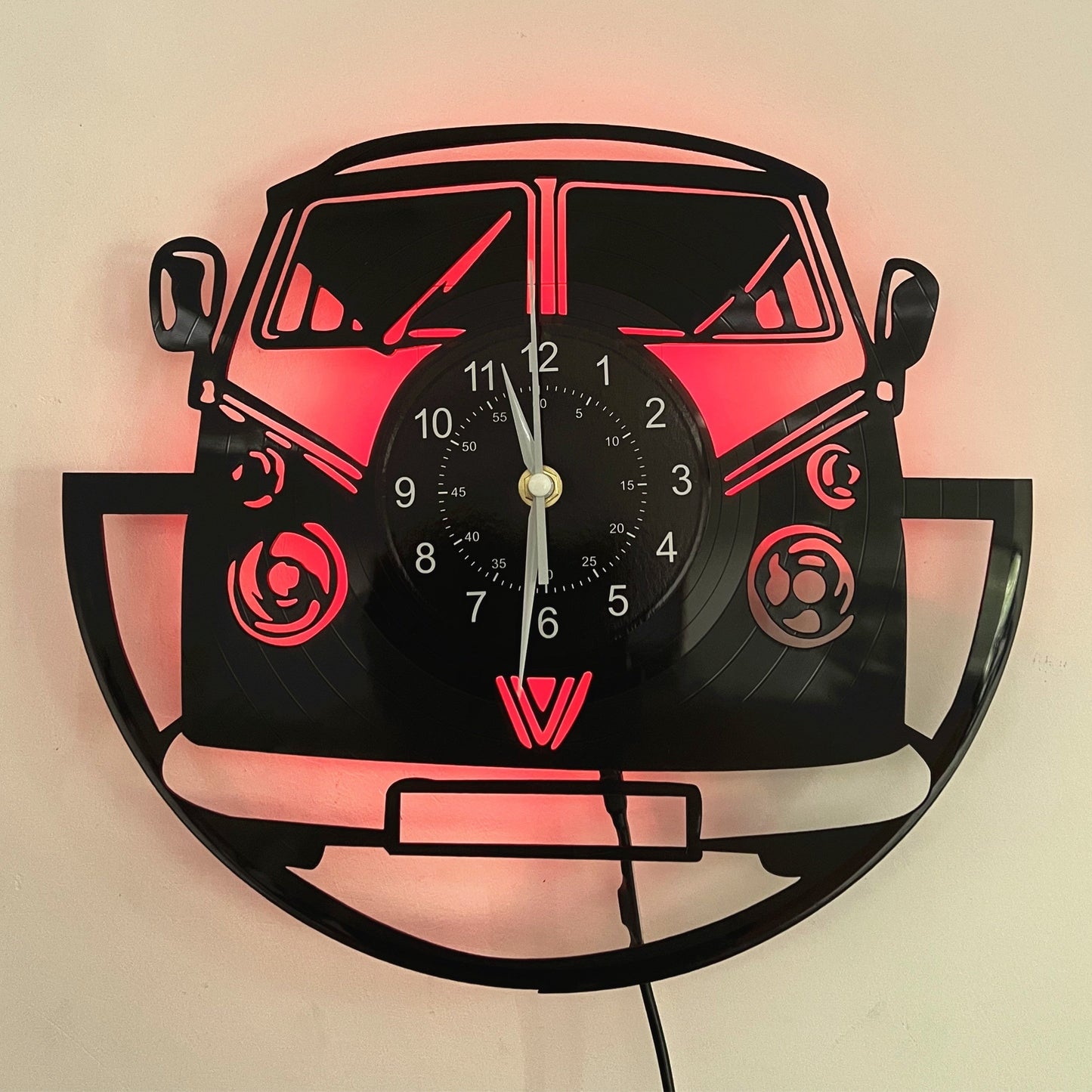 Horloge murale rétro en vinyle avec LED Emanate