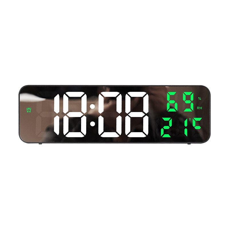 Reloj de pared LED color azafrán con indicador de temperatura