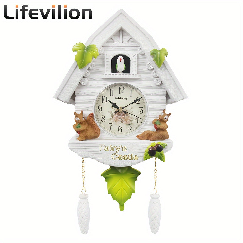 Reloj de péndulo estilo Edison con casita para pájaros