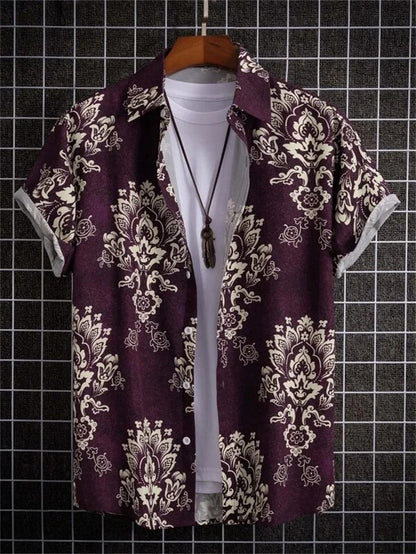 Amich - 3D Bloemenprint Hawaii Shirt