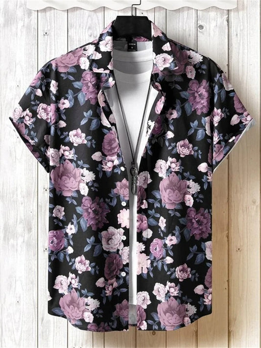 Amich - 3D Bloemenprint Hawaii Shirt