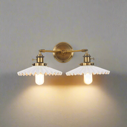 Antieke Keramische Wandlamp Dubbel - Antiek Gouden Stijl