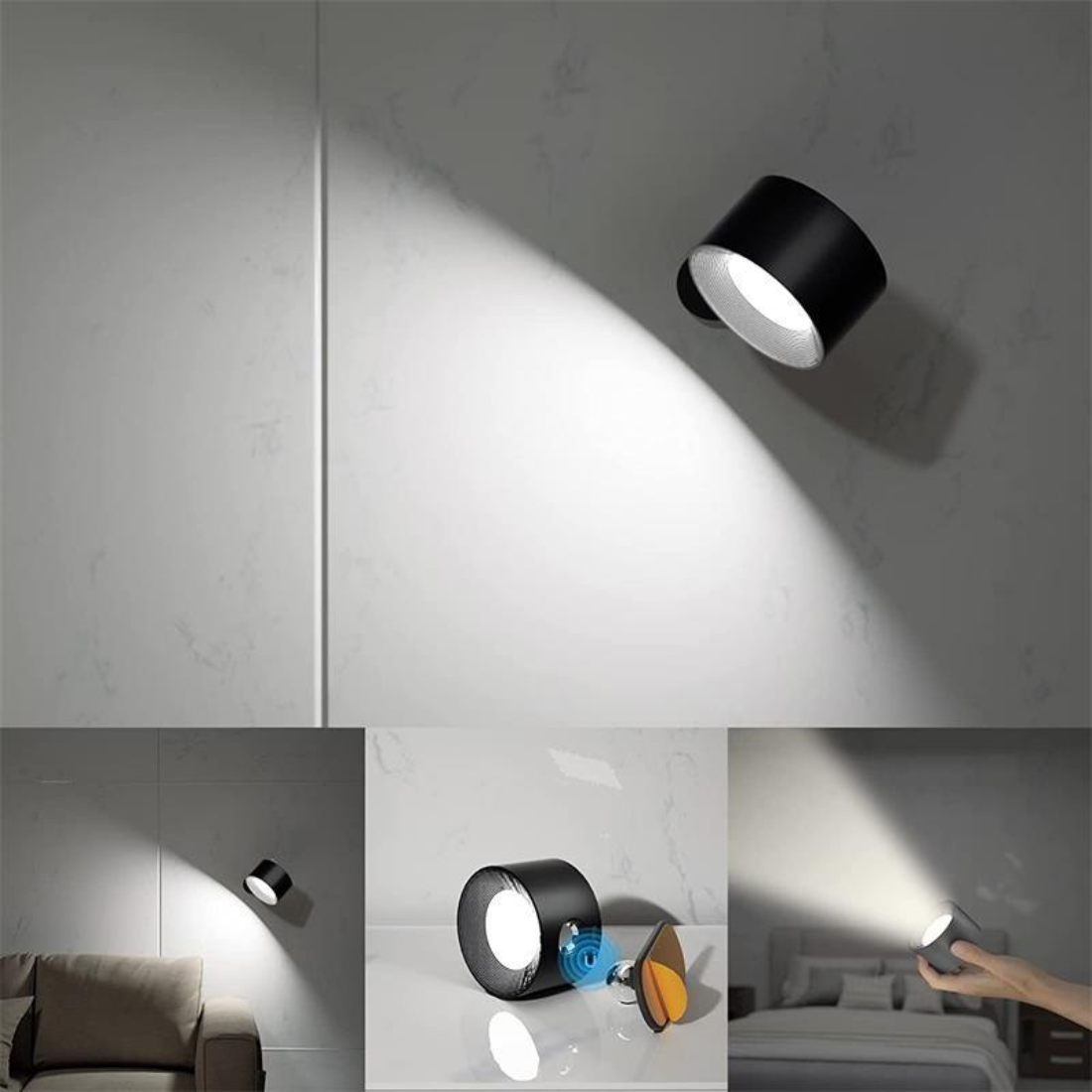 FlexiGlow – Applique murale 360° rechargeable sans fil pour un éclairage flexible