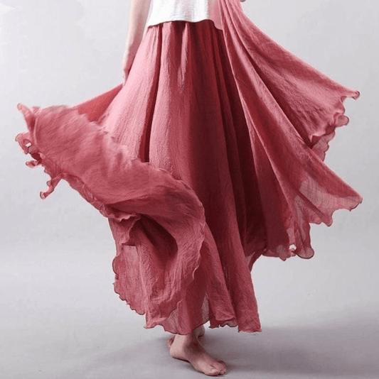 Bohemian Linnen Maxi Rok - Stijlvol Design