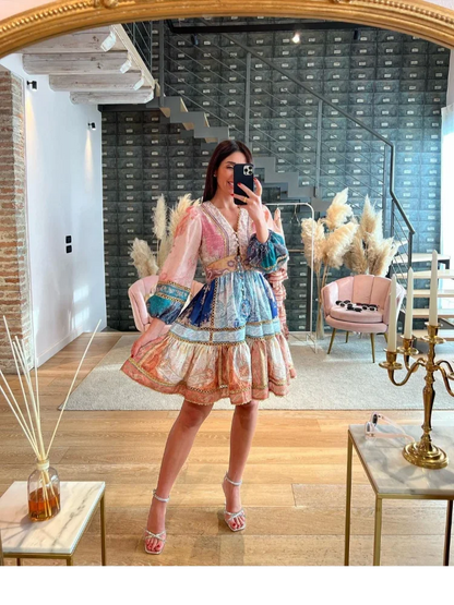 Bohemian Maxi Jurk met Pofmouwen