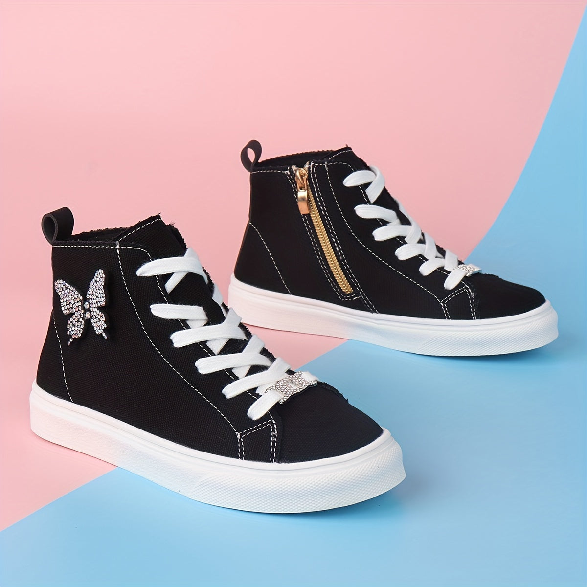 Canvas Sneakers Meisjes met Vlinder en Gesp