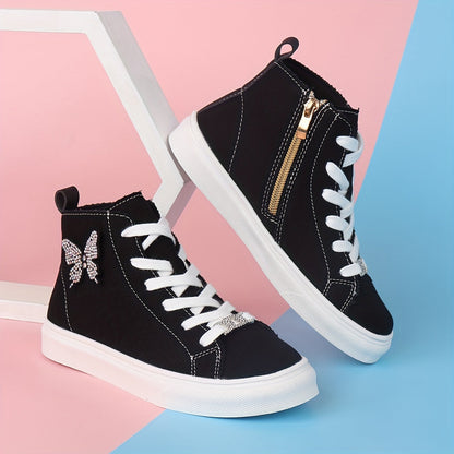 Canvas Sneakers Meisjes met Vlinder en Gesp