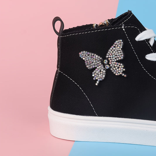 Canvas Sneakers Meisjes met Vlinder en Gesp