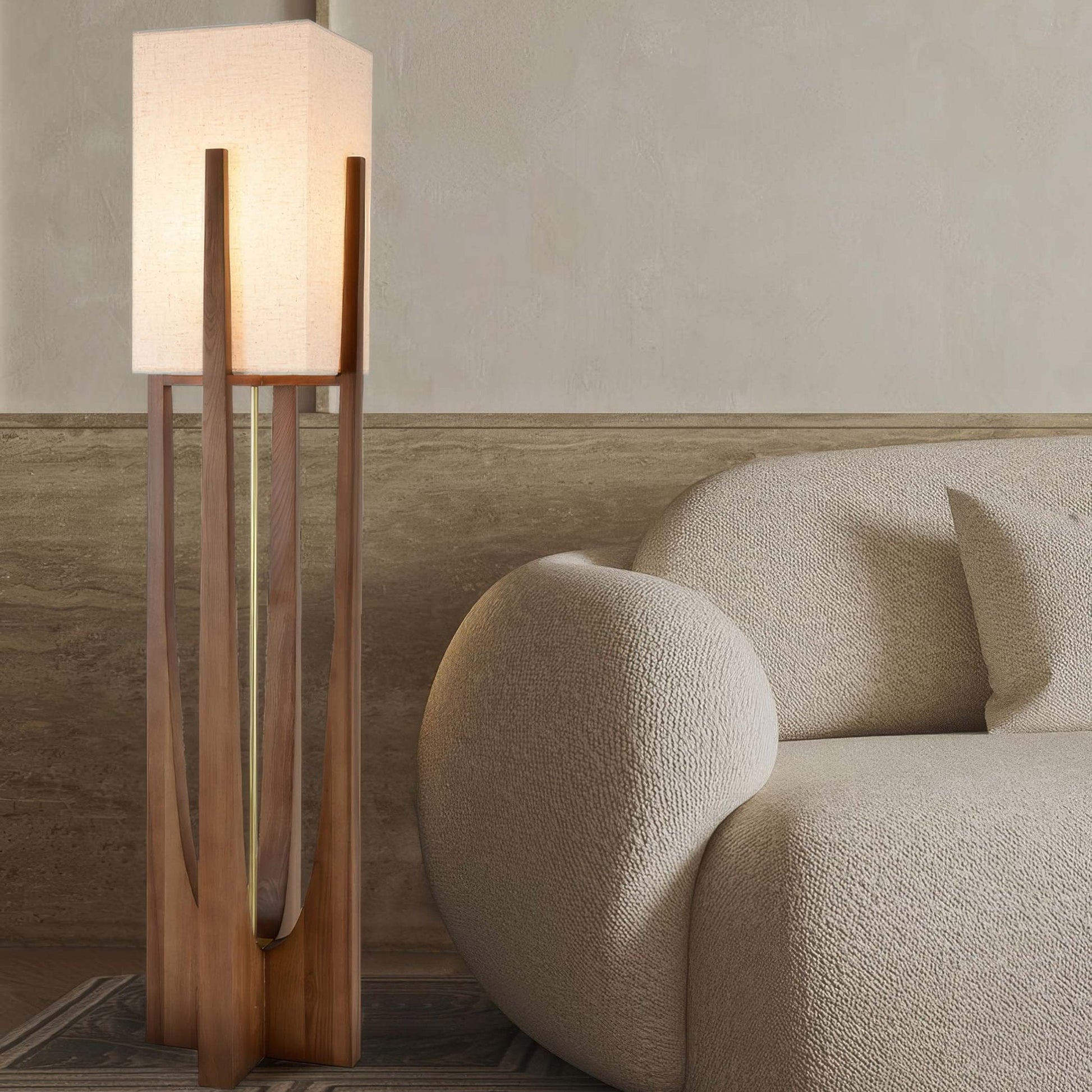 Chloé Minimalistische Vloerlamp - Massief Walnotenhout