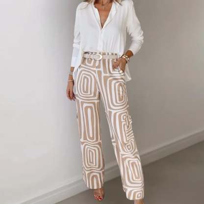 Clio – Elegante Damesoutfit met Blouse en Broek