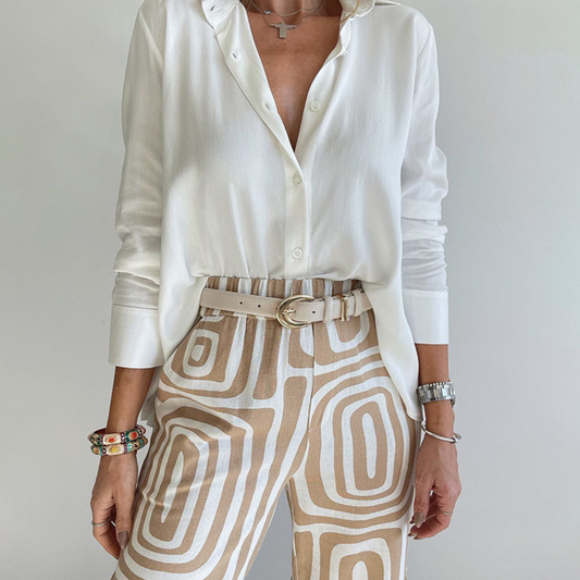 Clio – Elegante Damesoutfit met Blouse en Broek