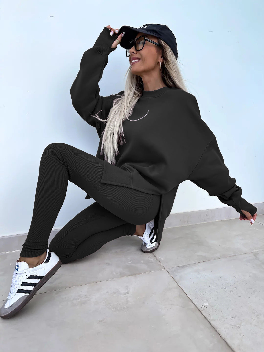 Comfortabele Dames Sweater Set met Split Top