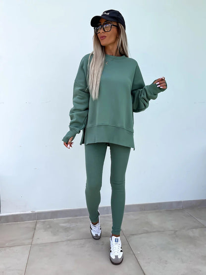 Comfortabele Dames Sweater Set met Split Top