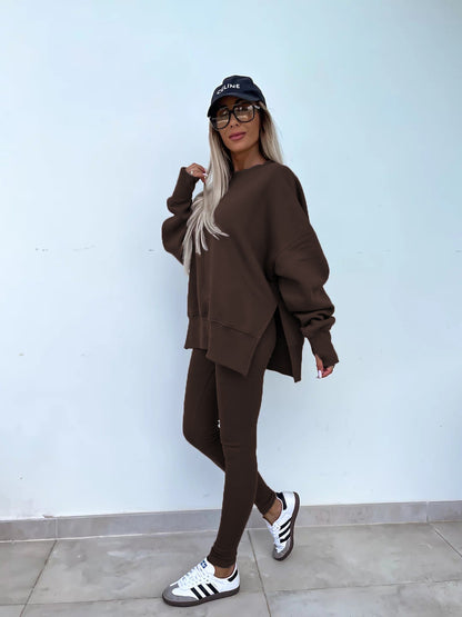 Comfortabele Dames Sweater Set met Split Top