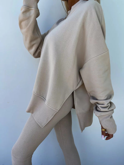 Comfortabele Dames Sweater Set met Split Top