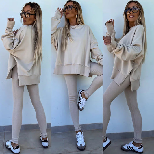 Comfortabele Dames Sweater Set met Split Top