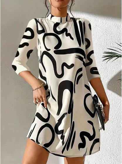 Comfortabele Elegante Damesjurk met Herfstprint