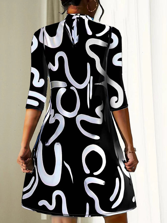 Comfortabele Elegante Damesjurk met Herfstprint