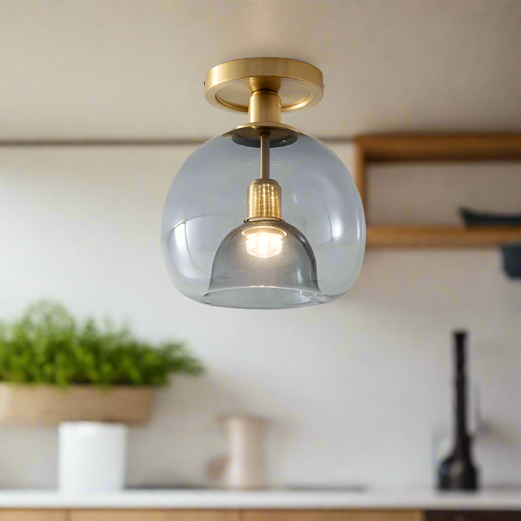 DesignEpure - Moderne Grijze Glazen Plafondlamp voor Stijlvolle