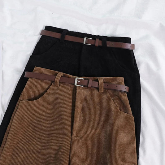 Dames Corduroy Broek Hoge Taille Relaxed Fit