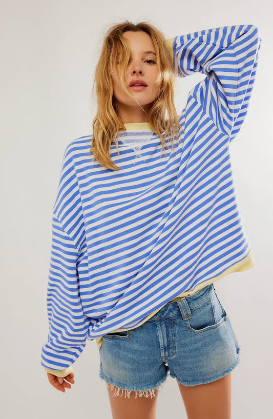 Dames Gestreepte Comfortabele Sweatshirt Trui