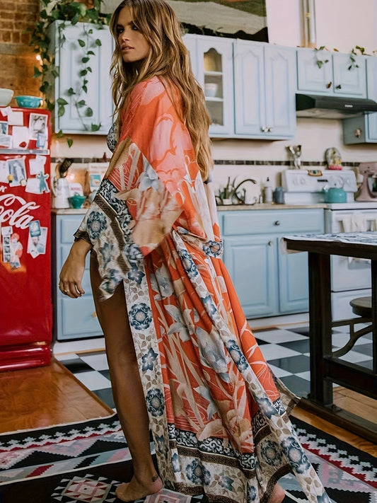 Dames Kimono met Bloemenprint - Luxe Barbara