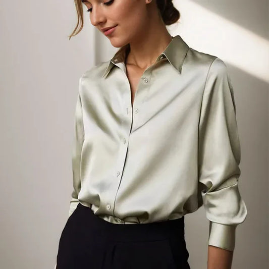 Dames Losse Blouse met Luxe Glans