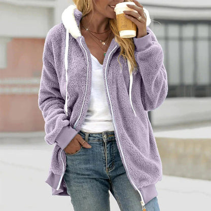 Dames Pluche Winterjack met Capuchon