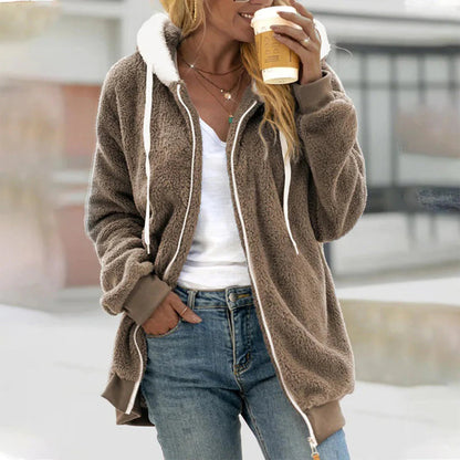 Dames Pluche Winterjack met Capuchon